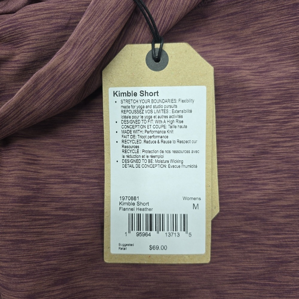 Prana Kimble Short Womens Medium Flannel Heather High Rise Yoga Bike Shorts NEW - Picture 3 of 4
